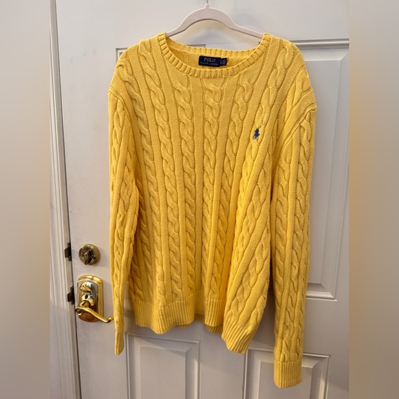 Polo Ralph Lauren Yellow Cable Knit Sweater size XL - Picture 8 of 10